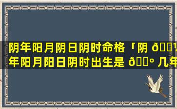 阴年阳月阴日阴时命格「阴 🐼 年阳月阳日阴时出生是 🐺 几年几月几日」